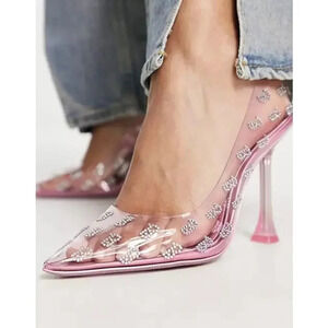 NWOT ALDO x Barbie Stessy Heels - Barbietessy Clear Embellished Stiletto Glitter